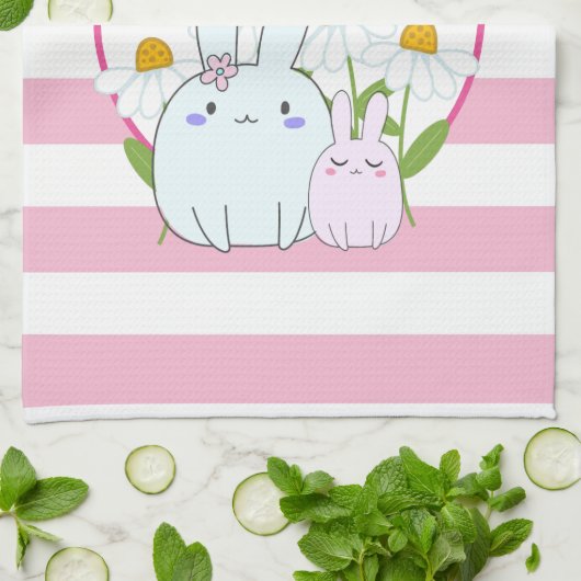 Stomme Bunnies met lentedagen en vlinders Theedoek (Gevouwen)