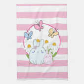 Stomme Bunnies met lentedagen en vlinders Theedoek (Verticaal)