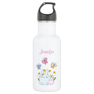 Stomme Bunnies met lentedagen en vlinders Waterfles
