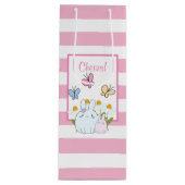 Stomme Bunnies met lentedagen en vlinders Wijn Cadeautas (Voorkant)