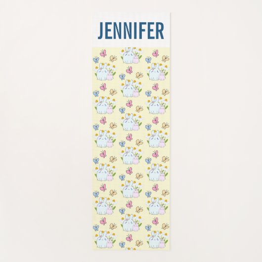 Stomme Bunnies met lentedagen en vlinders Yogamat (Voorkant)