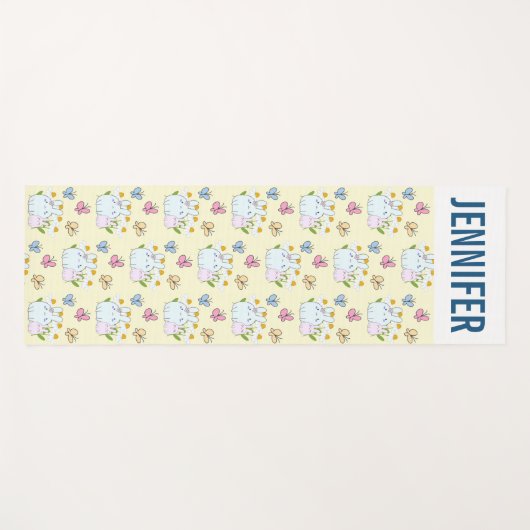 Stomme Bunnies met lentedagen en vlinders Yogamat (Voorkant (horizontaal))