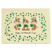 Stomme Bunnies met Shamrocks St.Patrick's Day Groot Cadeauzakje (Voorkant)