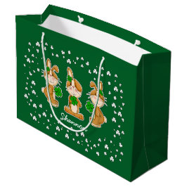 Stomme Bunnies met Shamrocks St.Patrick's Day Large Cadeautasje
