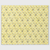 Stomme Bunnies op geel gingham-pakpapier Cadeaupapier (Vlak)