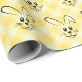Stomme Bunnies op geel gingham-pakpapier Cadeaupapier (Rol Hoek)