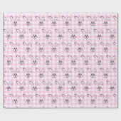 Stomme Bunnies op roze gingham Cadeaupapier (Vlak)