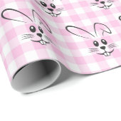 Stomme Bunnies op roze gingham Cadeaupapier (Rol Hoek)