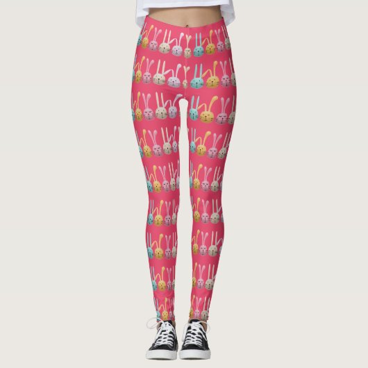 Stomme Bunnies op Roze Leggings van het Ontwerp (Voorkant)