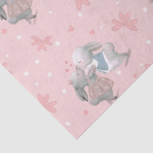 Stomme Bunnies op roze Valentijnsdag Pattern Tissuepapier (Detail)