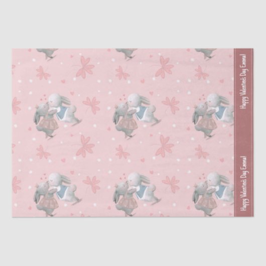 Stomme Bunnies op roze Valentijnsdag Pattern Tissuepapier (Voorkant)