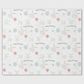 Stomme bunny en Balloons Birthday Wrapping Paper Cadeaupapier (Vlak)