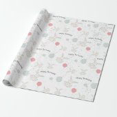 Stomme bunny en Balloons Birthday Wrapping Paper Cadeaupapier (Uitgerold)