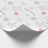 Stomme bunny en Balloons Birthday Wrapping Paper Cadeaupapier (Hoek)