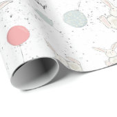 Stomme bunny en Balloons Birthday Wrapping Paper Cadeaupapier (Rol Hoek)