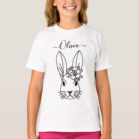 Stomme Bunny en Bloem. T-Shirt aanpassen (Voorkant)