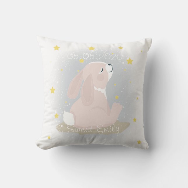 Stomme Bunny en gouden sterren. Buitenkussen (Voorkant)
