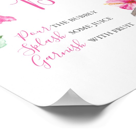 Stomme Bunny en Roze Bloem Mimosa Bar Poster (Hoek)