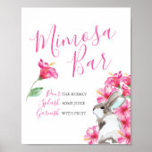 Stomme Bunny en Roze Bloem Mimosa Bar Poster (Voorkant)