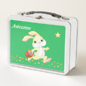 Stomme bunny, gouden confetti en ster op groen (Voorkant)