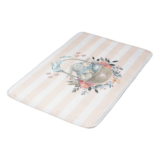 Stomme Bunny in een mand met eieren en  bloemen Badmat (Gekanteld)