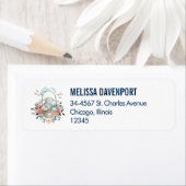 Stomme Bunny in een mand met eieren en  bloemen Etiket (Insitu)