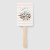 Stomme Bunny in een mand met eieren en  bloemen Handwaaier (Achterkant)