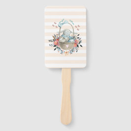 Stomme Bunny in een mand met eieren en  bloemen Handwaaier