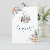 Stomme Bunny in een mand met eieren en  bloemen Kaart (Staand voorkant)