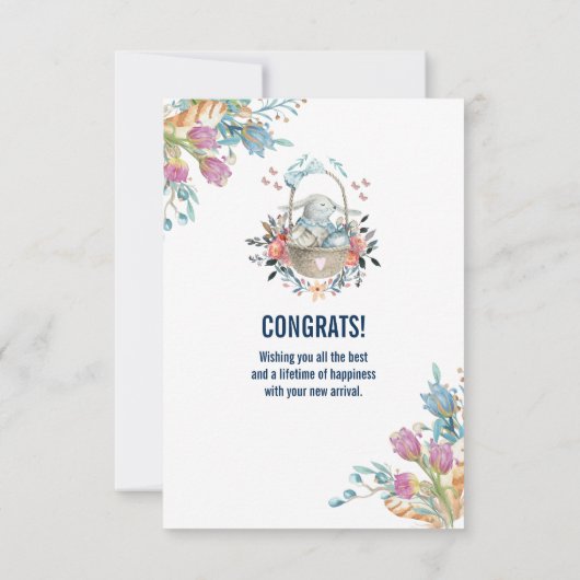 Stomme Bunny in een mand met eieren en  bloemen Kaart (Achterkant)