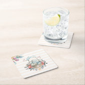 Stomme Bunny in een mand met eieren en  bloemen Kartonnen Onderzetters (Insitu)