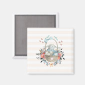 Stomme Bunny in een mand met eieren en bloemen Magneet (Voorkant / Achterkant)