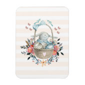 Stomme Bunny in een mand met eieren en bloemen Magneet (Verticaal)