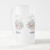 Stomme Bunny in een mand met eieren en  bloemen Matglas Bierpul (Voorkant links)