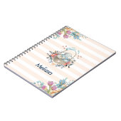 Stomme Bunny in een mand met eieren en  bloemen Notitieboek (Linkerzijde)