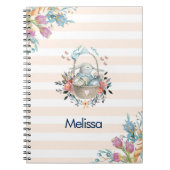 Stomme Bunny in een mand met eieren en  bloemen Notitieboek (Voorkant)