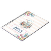 Stomme Bunny in een mand met eieren en  bloemen Notitieboek (Linkerzijde)