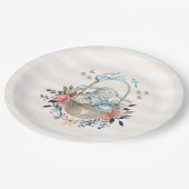 Stomme Bunny in een mand met eieren en bloemen Papieren Bordje (Gekanteld)