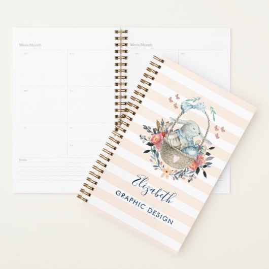 Stomme Bunny in een mand met eieren en  bloemen Planner (Display)