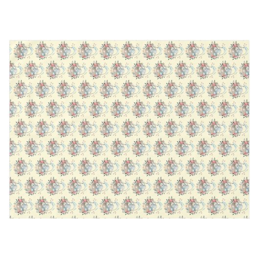 Stomme Bunny in een mand met eieren en bloemen Tafelkleed (Voorkant (Horizontaal))