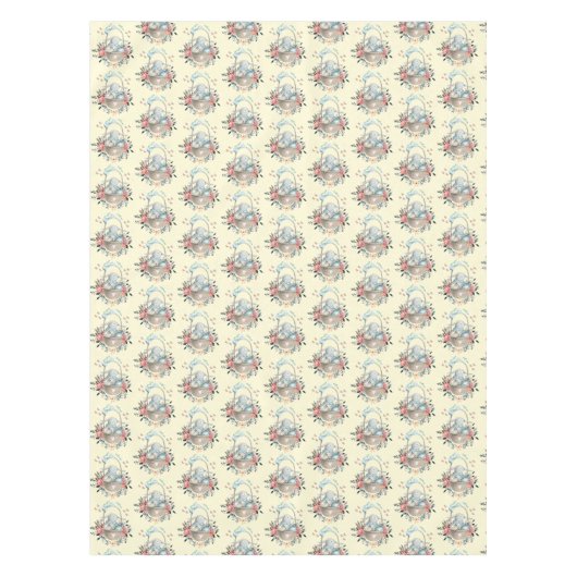 Stomme Bunny in een mand met eieren en  bloemen Tafelkleed (Voorkant)