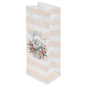 Stomme Bunny in een mand met eieren en bloemen Wijn Cadeautas (Achterkant Gekanteld)