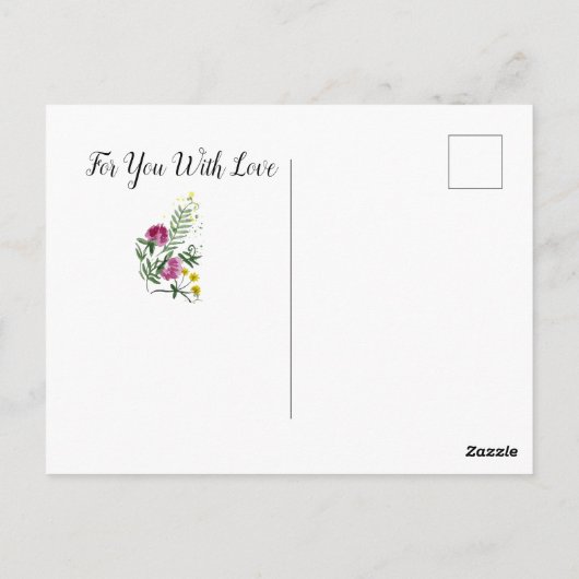 Stomme bunny in waterverf bloemen briefkaart (Achterkant)