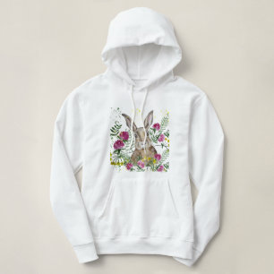 Stomme bunny in waterverf bloemen hoodie