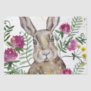Stomme bunny in waterverf bloemen tissuepapier