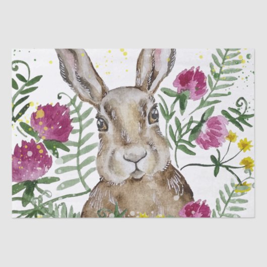 Stomme bunny in waterverf bloemen tissuepapier (Voorkant)