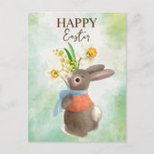 Stomme bunny met bloemen blij Pasen Briefkaart (Voorkant)
