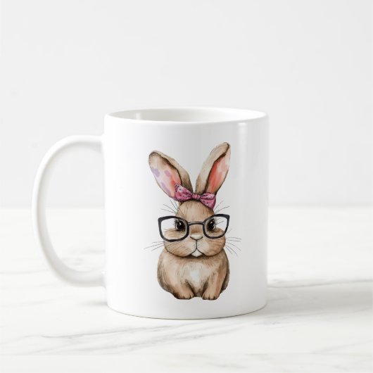 Stomme Bunny met het Ontwerp van de Waterverf van  Koffiemok (Links)
