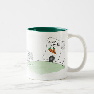 Stomme Bunny-mok (achterende wortelen) Tweekleurige Koffiemok
