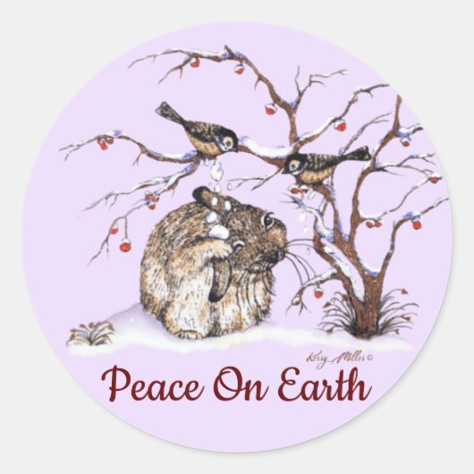 Stomme Bunny & Pesky Little Birds! Ronde Sticker (Voorkant)